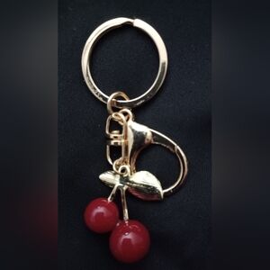 NWOT RED CHERRIES BAG CHARM/KEYCHAIN 3.5" L.